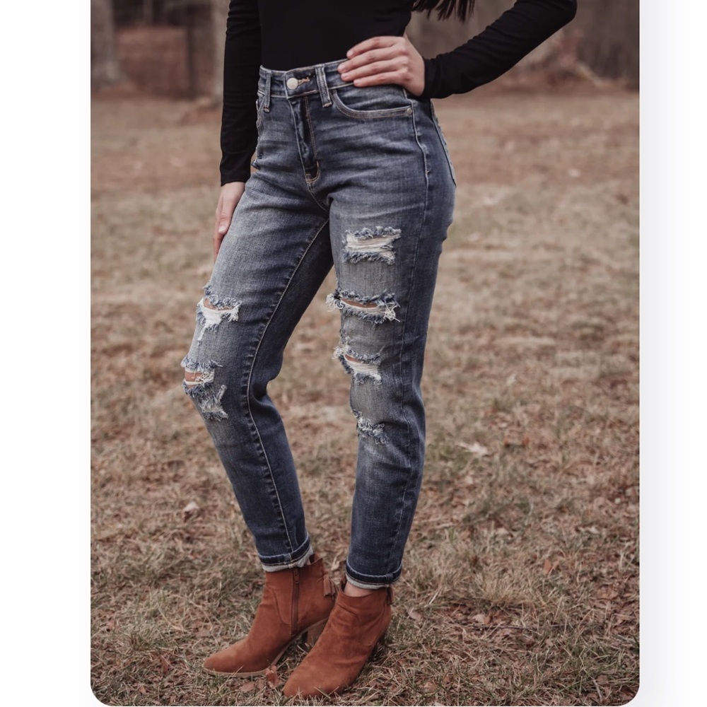 Judy‎ Blue High Rise Boyfriend Fit Spandex Jeans Women’s Sz 14W NWT